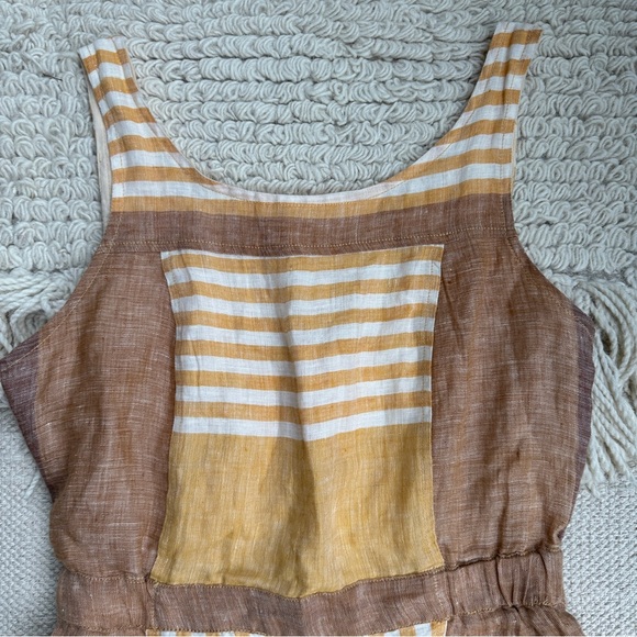 ANTHROPOLOGIE Ett:twa yellow striped Wesley linen sleeveless romper 6 - Picture 5 of 14
